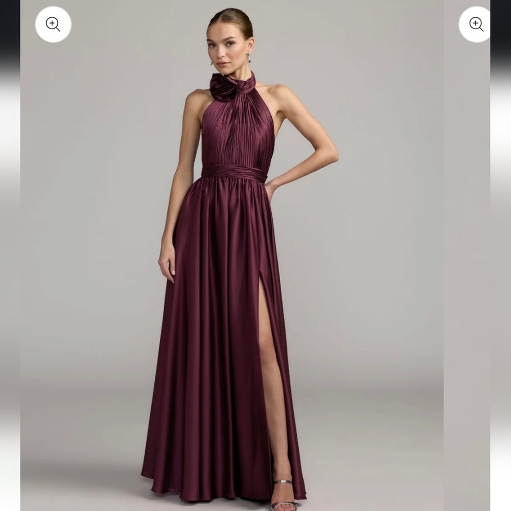 Chic Halter Maxi Dress in Deep Burgundy